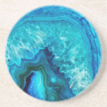Modern Blue Marble Agate Coaster<br><div class="desc">Stones, crystals and minerals are a timeless trendy style. This print features and up close image of a vibrant blue geode stone, complete with little crystals in the agate pocket. An overall bright turquoise or aqua blue colouring with unique lines and banding. A playful but modern and stylish look. Trendy...</div>