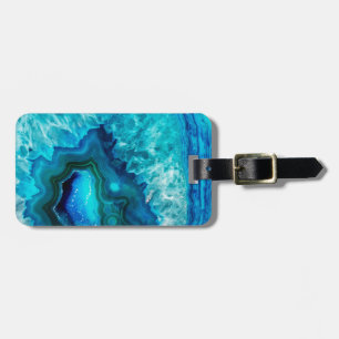Modern Blue Marble Agate Luggage Tag