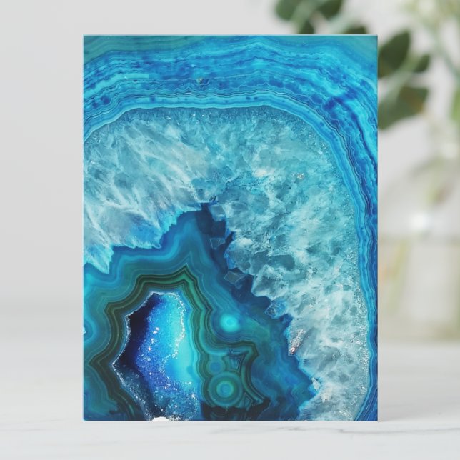 Modern Blue Marble Agate Postcard (Aqua Blue Turquoise Geode Mineral Crystal Postcard)