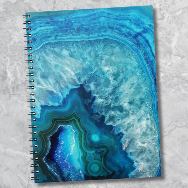 Modern Blue Marble Agate Spiral Notebook (Modern Blue Marble Agate notebook)