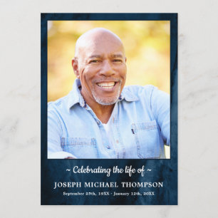 Modern Blue Marble Photo Order Of Service Funeral Programme