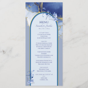 Modern Blue Marble Wedding Flat Menu