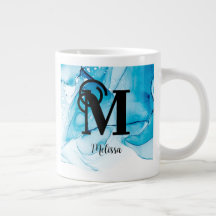 Modern Blue Marbled Monogram