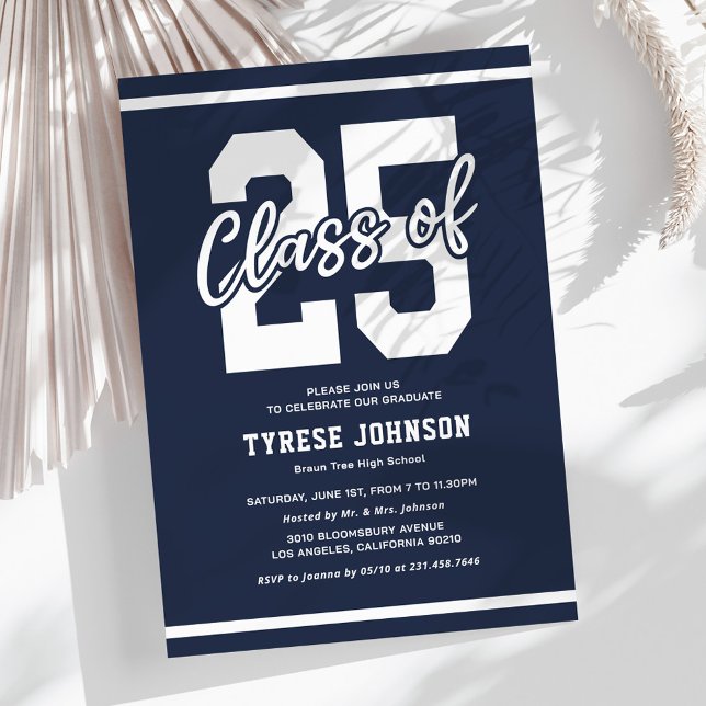 Modern Blue Masculine Graduation Party Invitation (Creator Uploaded)