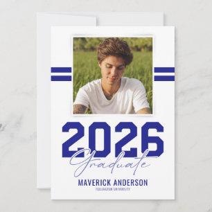 Modern Blue Masculine Photo Graduation Announcement