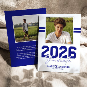Modern Blue Masculine Photo Graduation Announcement