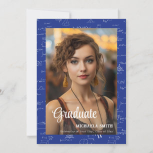 Modern Blue Math Photo College Graduation Message Announcement