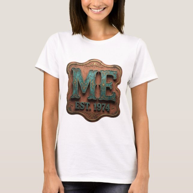 Modern Blue ME EST 1974 Print T-Shirt (Front)