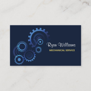 Modern Blue Mechanical Engineer Graduation Party Business Card