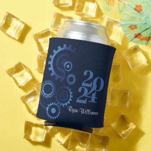 Modern Blue Mechanical Engineer Graduation Party Can Cooler