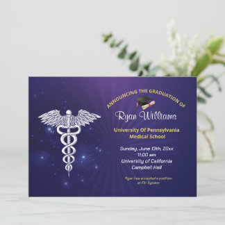 Modern Blue Medical University Graduation Party Invitation