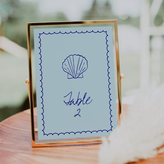 Modern Blue Mediterranean Shell Table Number (Creator Uploaded)