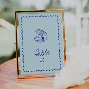Modern Blue Mediterranean Shell Table Number