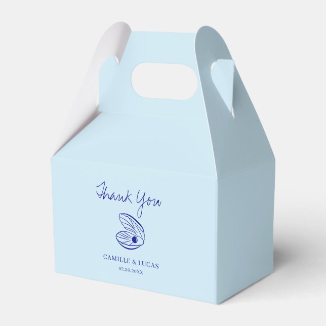 Modern Blue Mediterranean Shell Wedding  Favour Box (Front Side)