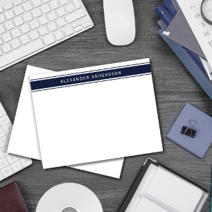 Modern Blue Men's Personalised Note Card