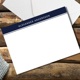 Modern Blue Men's Personalised Note Flat Note Card
