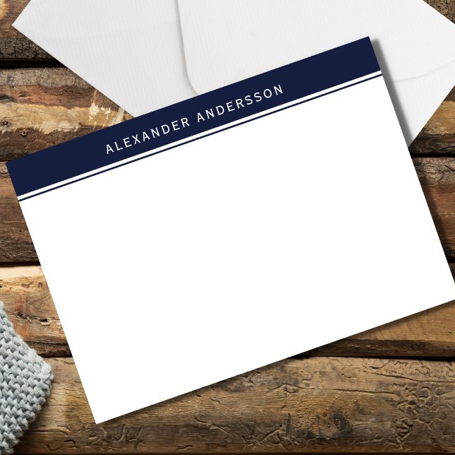 Modern Blue Men's Personalised Note Flat Note Card (Creator Uploaded)