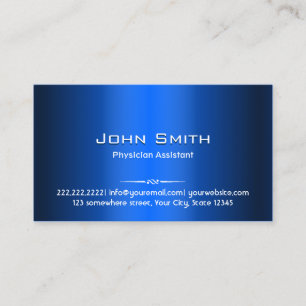 Modern Blue Metal Physician Assistant Business Card