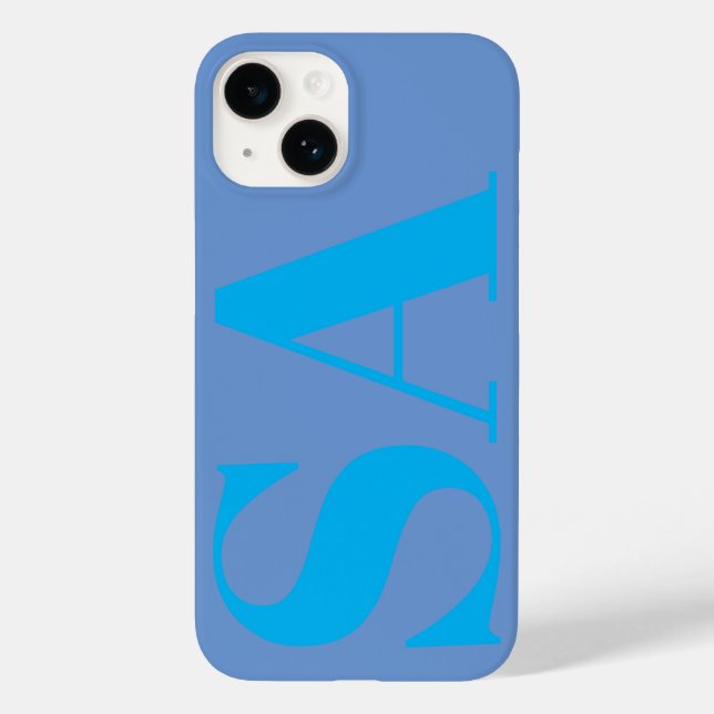 Modern blue minimal monogram Case-Mate iPhone case (Back)