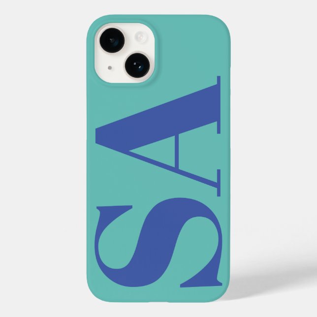 Modern blue minimal monogram Case-Mate iPhone case (Back)