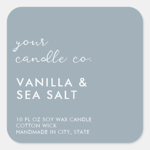 Modern Blue Minimalist Candle Label