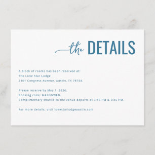Modern Blue Minimalist Details Enclosure Card
