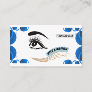 Modern Blue Minimalist Eye Illustration Lash Business Card