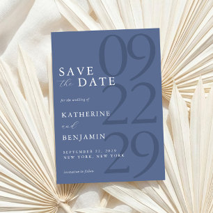 Modern Blue Minimalist Wedding Save The Date