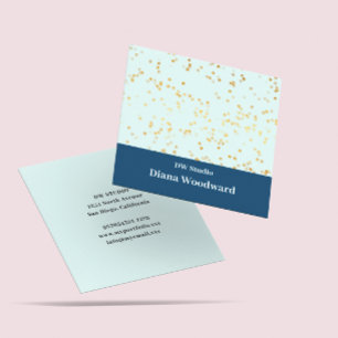 Modern Blue Mint Gold Sparkles Business Card