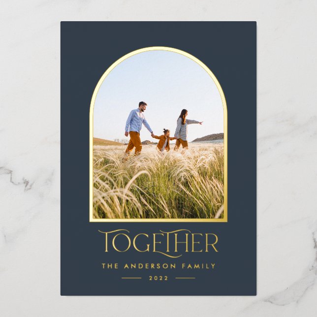 Modern blue modern minimal arch photo together foi (Front)