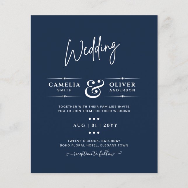 Modern Blue Monochrome Text only Wedding (Front)