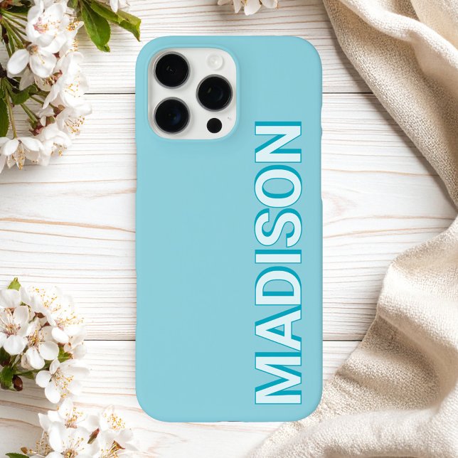 Modern Blue Monogram Name Case-Mate iPhone Case (Creator Uploaded)