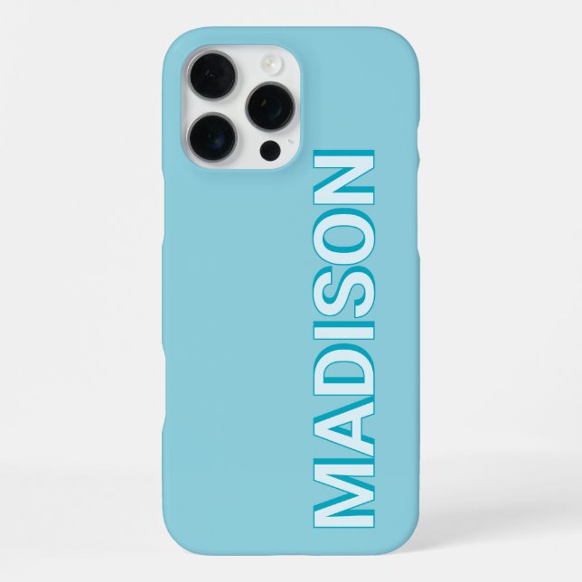 Modern Blue Monogram Name iPhone Case (Back)