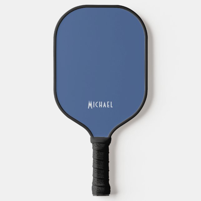 Modern Blue Monogram Name Pickleball Paddle (Front)