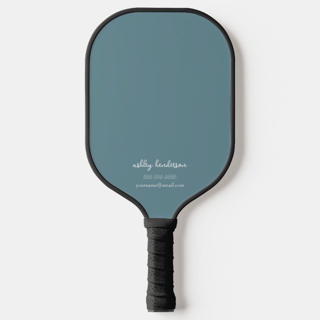 Modern Blue Monogram Name + Team Info Pickleball Paddle (Front)