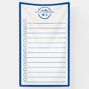 Modern Blue Monogram Name To Do List Banner