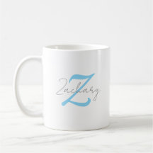 Modern Blue Monogram & Script Name Personalised