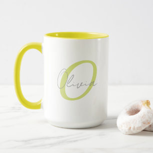 Modern Blue Monogram & Script Name Personalised Mug