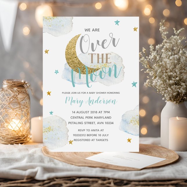 Modern Blue Moon Baby Shower Invitation (Creator Uploaded)