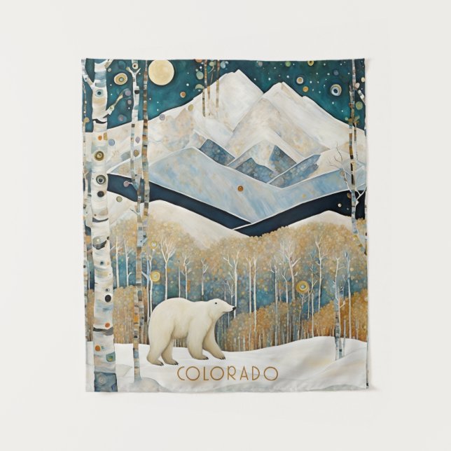 Modern Blue Mountain Nature Wall Tapestry (Front)