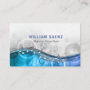 Modern Blue Music Teacher   Musical Lessons Business Card