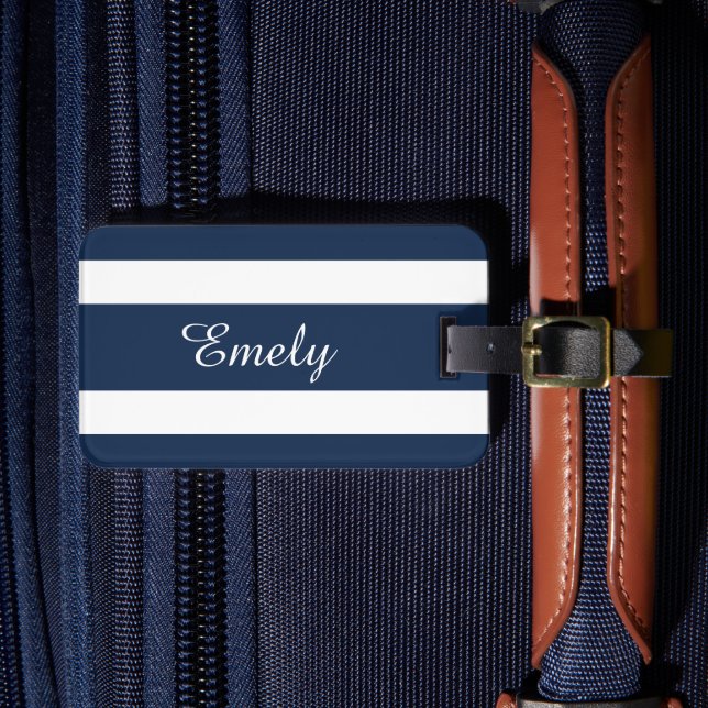 Modern Blue Name Luggage Tag (Front Insitu 4)