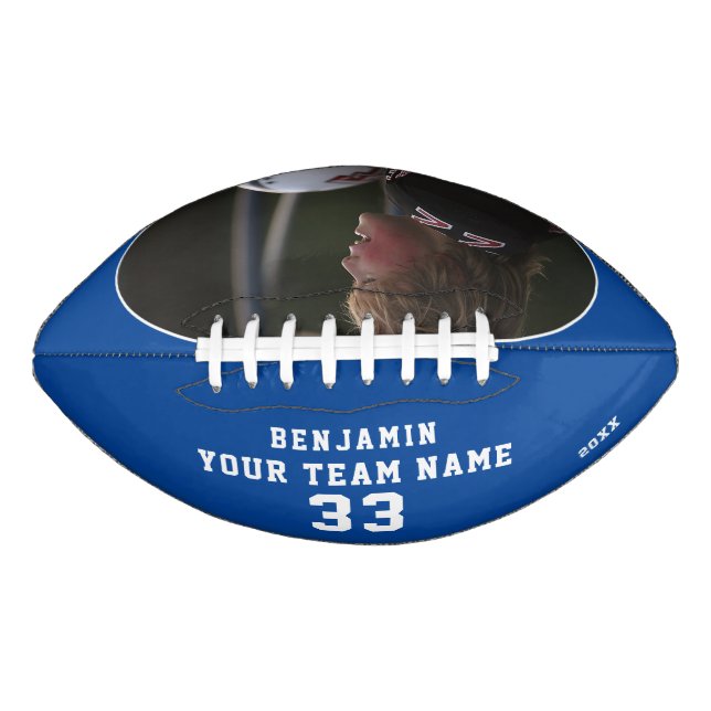 Modern Blue Name Number Team Photo Football (Front)