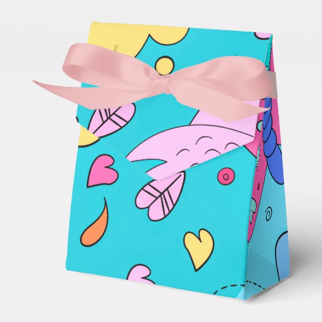 Modern Blue Nature Fall Elements Favour Box (Front Side)