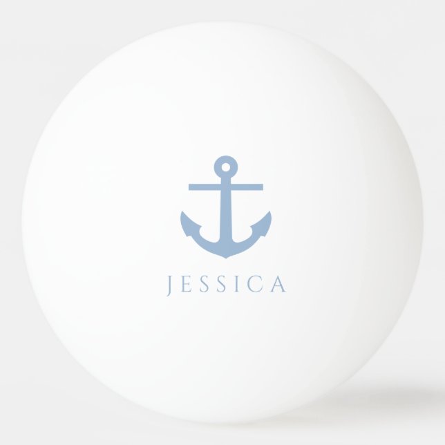 Modern Blue Nautical Anchor Ping Pong Ball (Front)