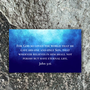 Modern Blue Nebula John 3:16 Bible Scripture Business Card