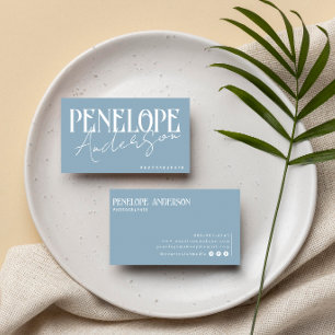 Modern Blue Neutral Boho   Elegant Unique Trendy  Business Card