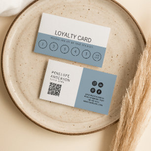 Modern Blue Neutral Trendy Elegant Unique 6 Punch Loyalty Card