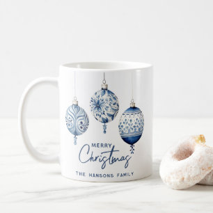 Modern Blue Nordic Style Ornaments Merry Christmas Coffee Mug