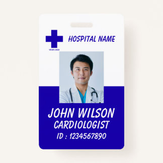 Modern Blue Nurse Photo ID Badge Template